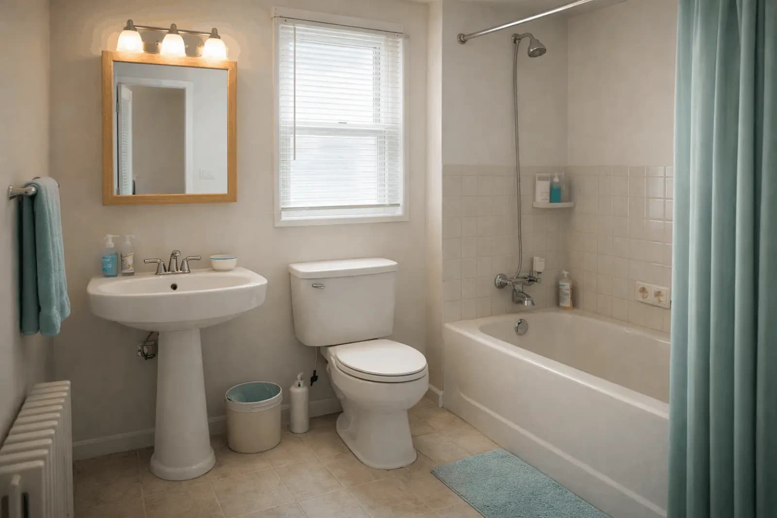 Bathroom before renovation with dated fixtures