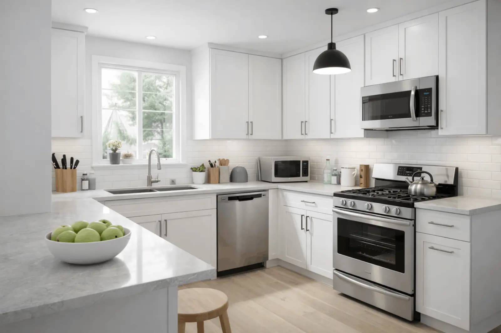 Kitchen after remodeling with modern finishes