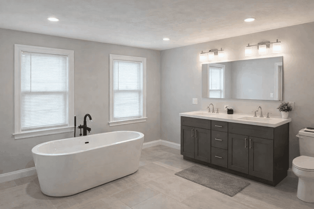 Bathroom interior work showcasing tile and enclosure details