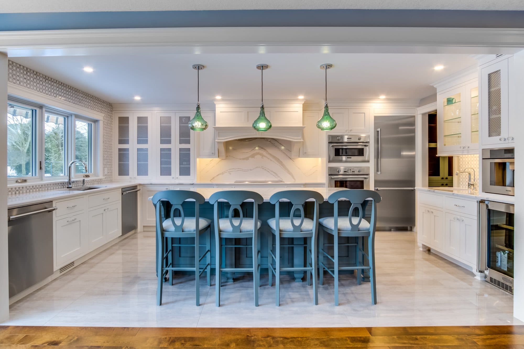 Completed custom kitchen and living space by Duane Erb Construction