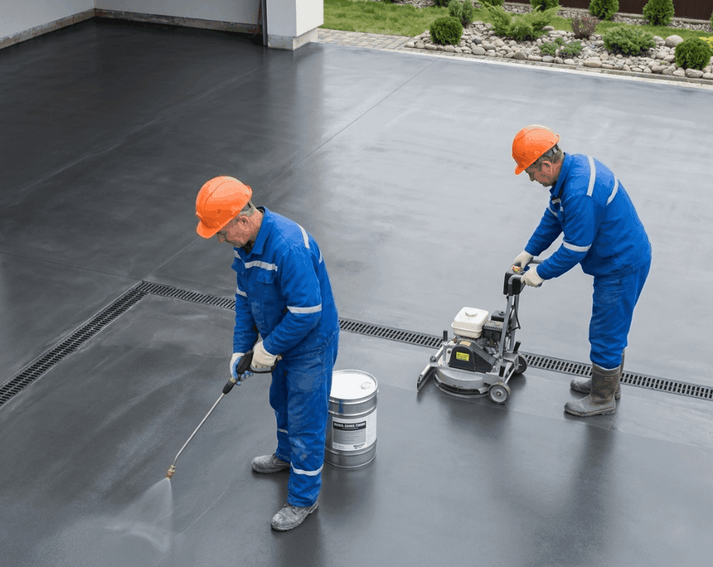 Protected concrete surface after rehabilitation work