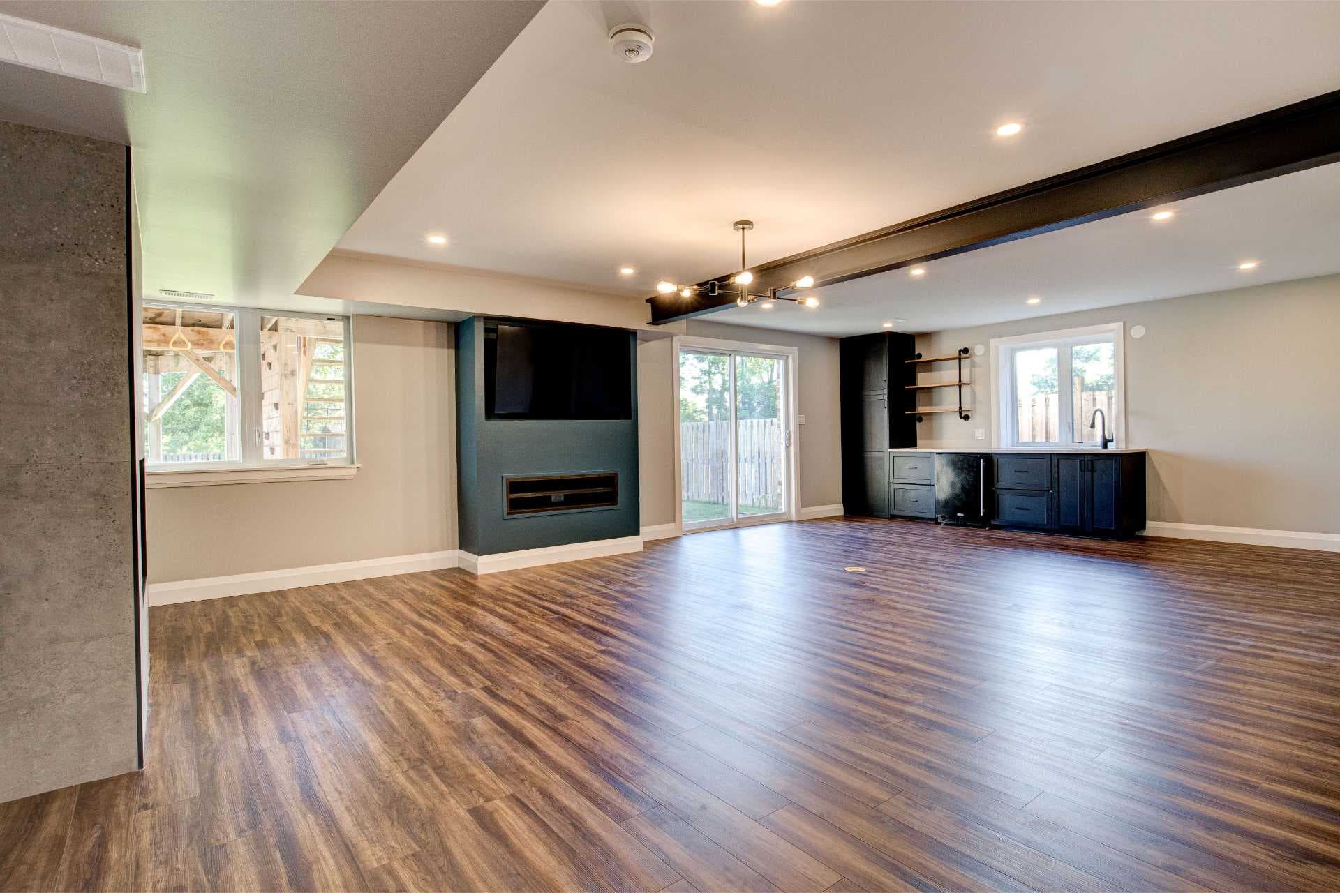 Completed basement renovation by Westmount Craftsmen