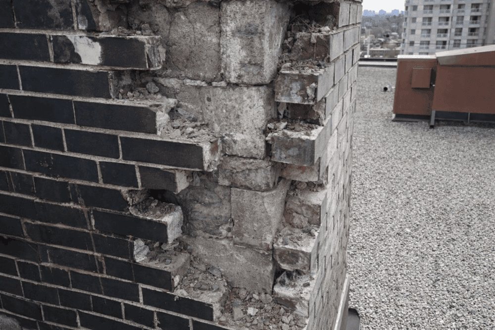 Concrete restoration site conditions on a building project