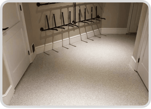 Basement concrete floor with epoxy finish
